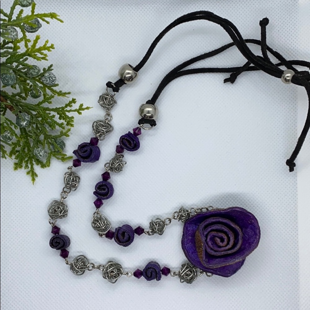 Adjustable natural orange peel necklace
